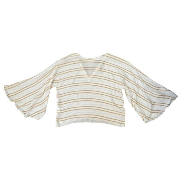 Anthropologie Guapa Striped Kimono Top 100% Cupro Small Cream Gold Boho $98‎ - Picture 10 of 10